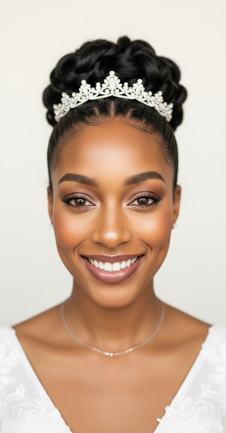 After Bridal Updo With Crown